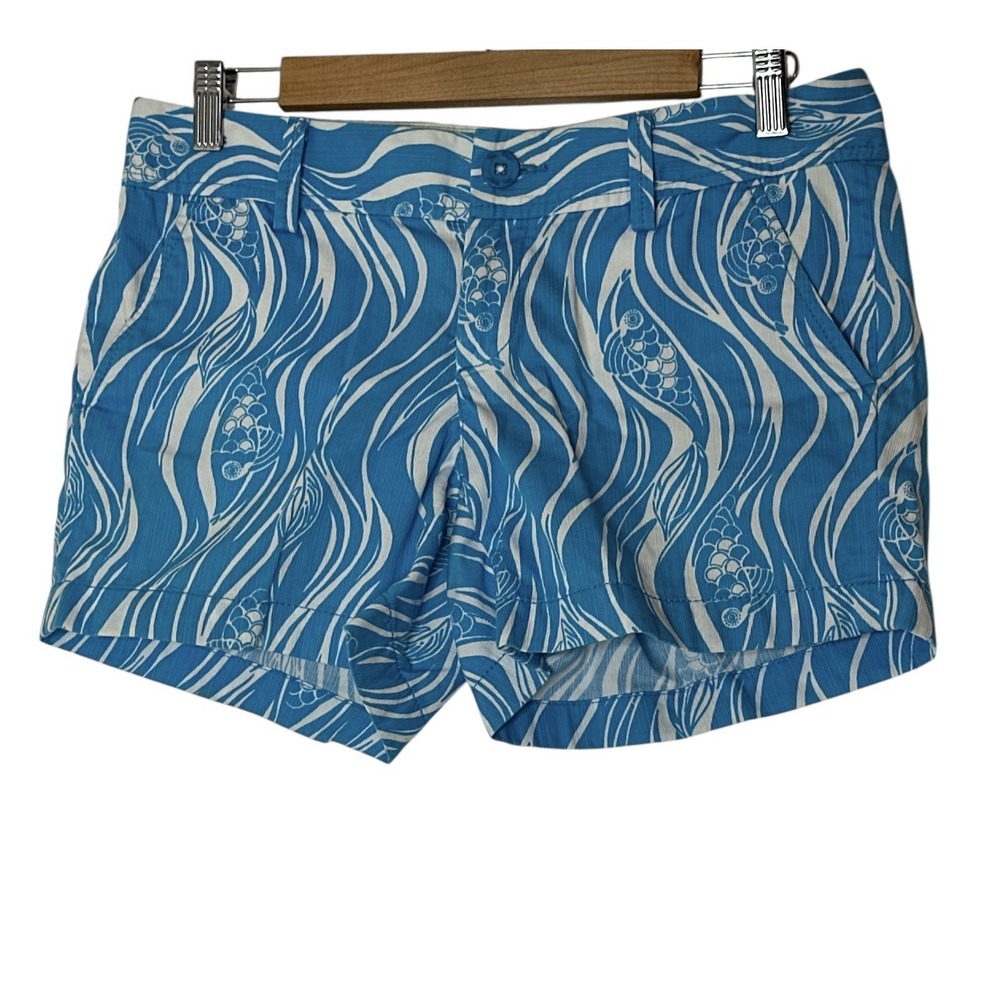 Lilly Pulitzer The Callahan Joe Fish Shorts Women's Size 4 Blue & White Print